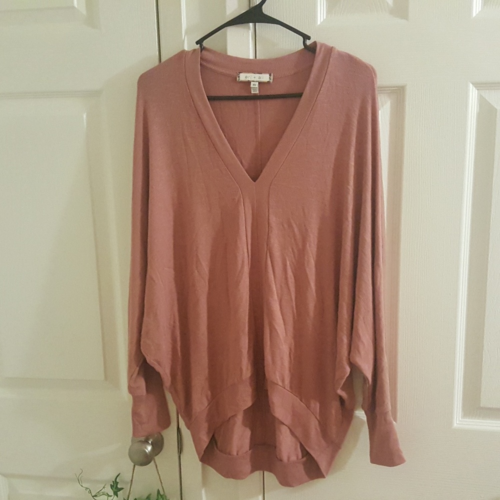 eri + ali | Pink Rose Oversized Long Sleeve Blouse